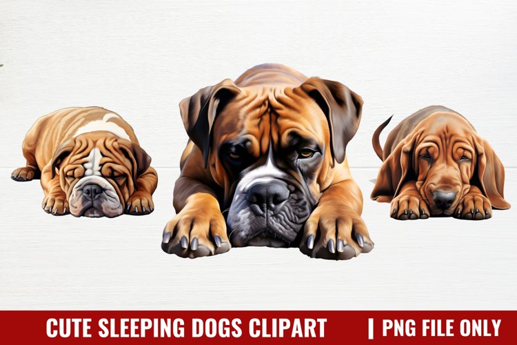 Cute Sleeping Dogs Clipart example image 1