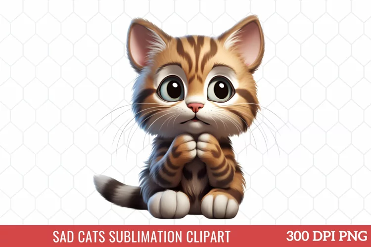 Sad Cats Sublimation Clipart