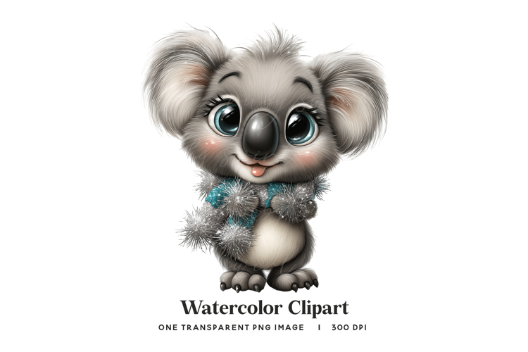 Festive Koala with Tinsel PNG