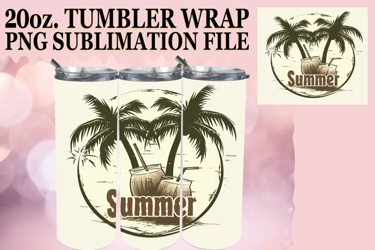 Retro Summer Design,Tumbler Wrap 20oz
