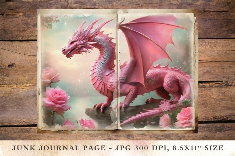 Printable Junk Journal Pages classic dragon 2 example image 1