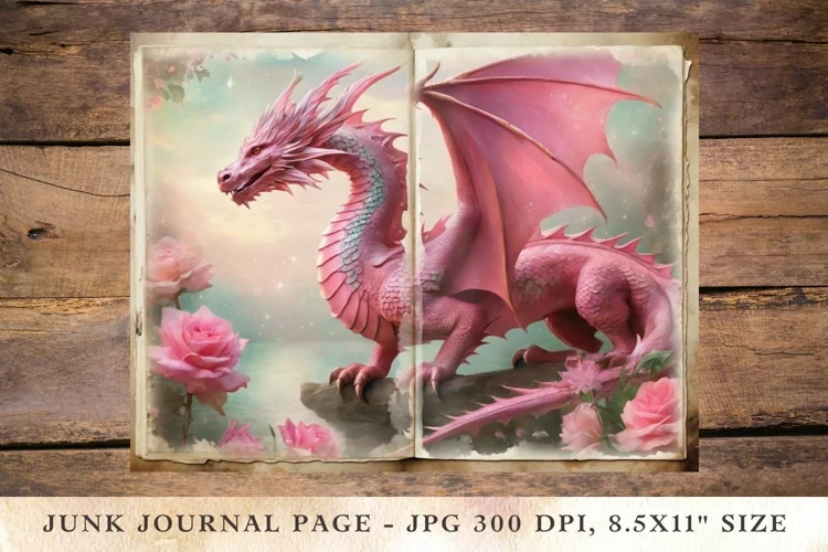 Printable Junk Journal Pages classic dragon 2