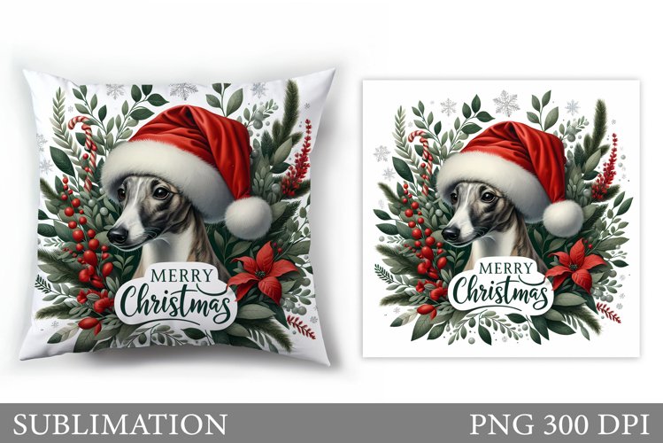 Christmas Dog Pillow Design. Christmas Pillow Sublimation example image 1