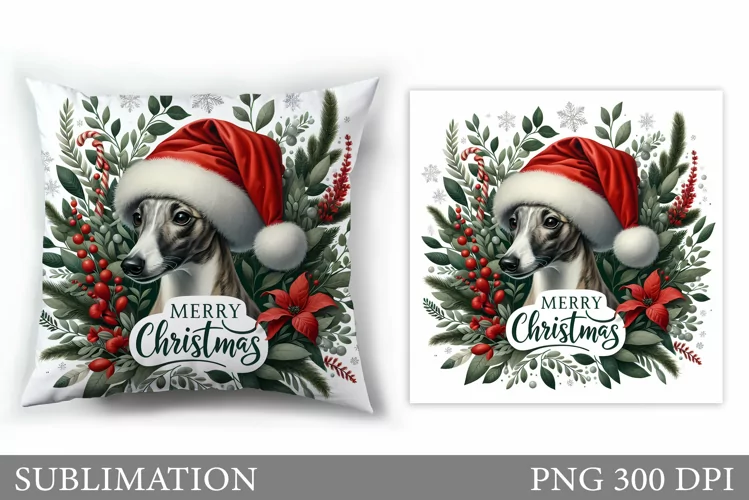 Christmas Dog Pillow Design. Christmas Pillow Sublimation