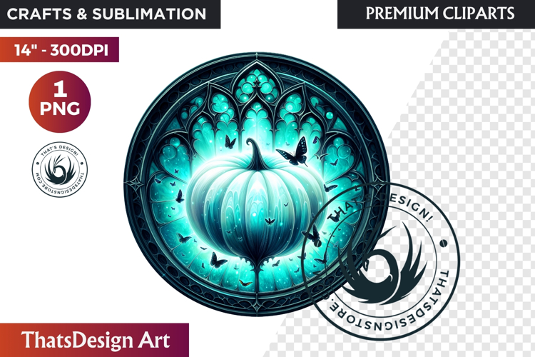 Halloween Gothic stained Glass Pumpkin Clipart
