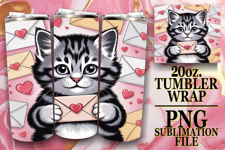 GIFT OF RADIANCE 20oz TUMBLER WRAP, Valentines Cat
