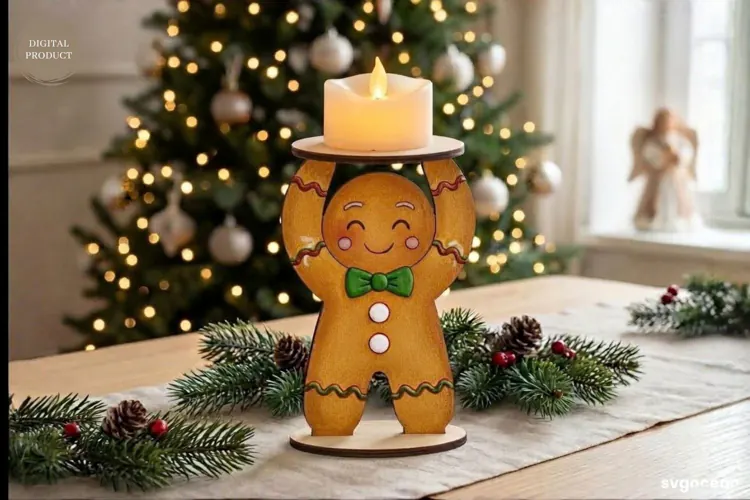 Gingerbread Man Candle Holder Laser Cut | Glowforge | SVG