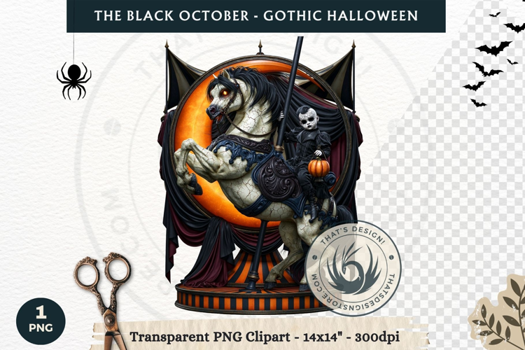 The Black October Gothic Halloween Clipart, Horror character