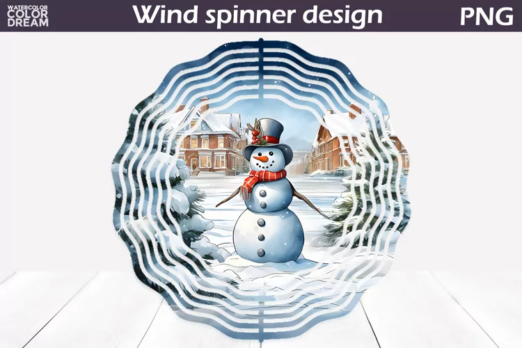 Watercolor Snowman Wind Spinner | Winter Wind Spinner