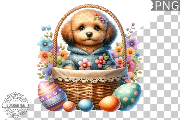 Easter Dog Sublimation - Easter Clipart PNG Design example image 1