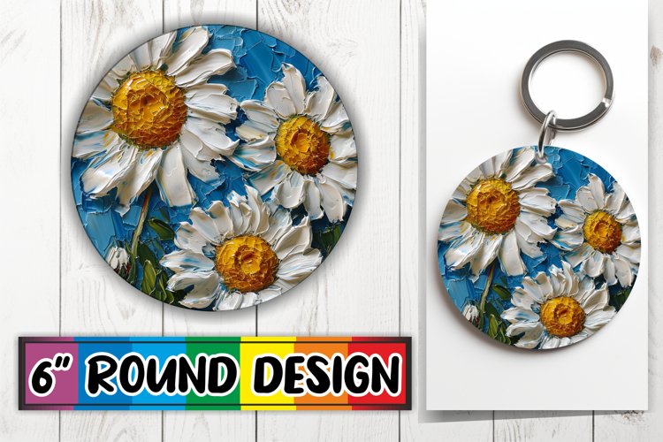 Round Keychain   Coaster - Floral Art Delight