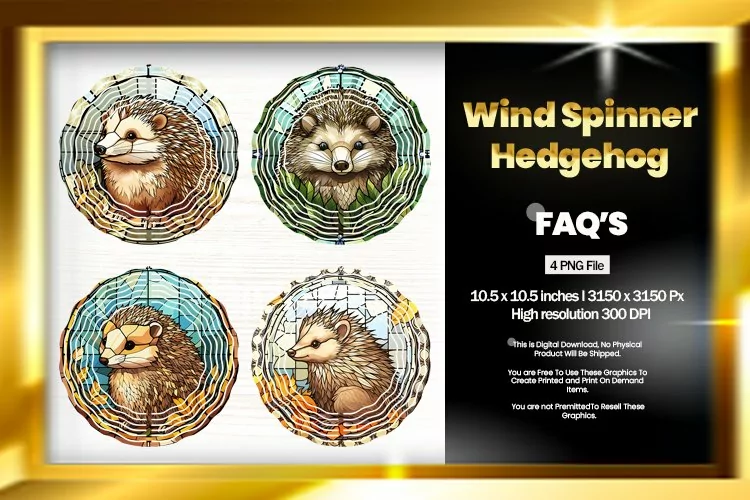 Hedgehog Wind Spinner Sublimation - 04 Variation