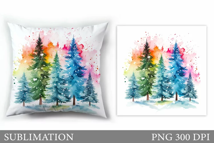 Christmas Tree Pillow Design. Christmas Sublimation