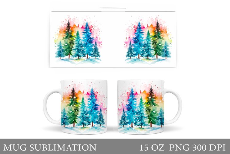 Christmas Tree Mug Design. Colorful Christmas Tree Mug