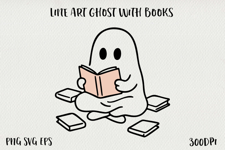 Cute Line Art Doodle Ghost Clipart | Halloween PNG SVG EPS