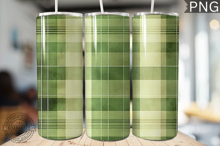 Green Plaid Tumbler Wrap - High Quality 300 Dpi