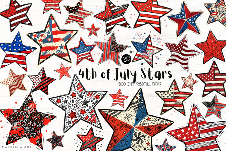 4th of July Stars Clipart example image 1