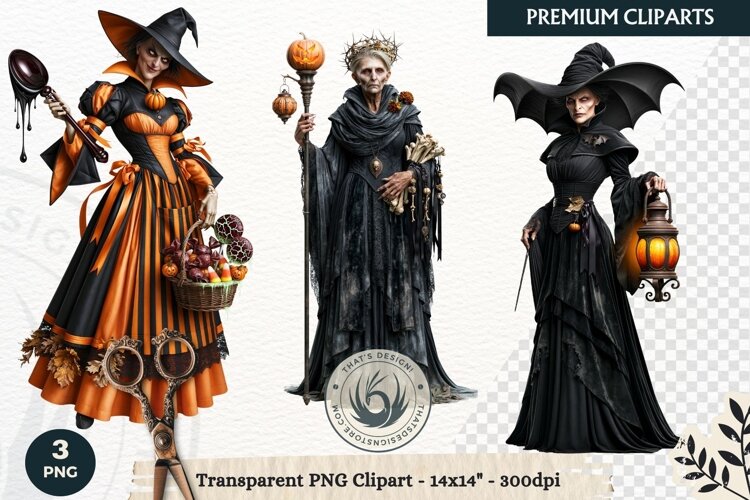 Hollow Eve Procession Halloween Clipart, Horror characters example image 1