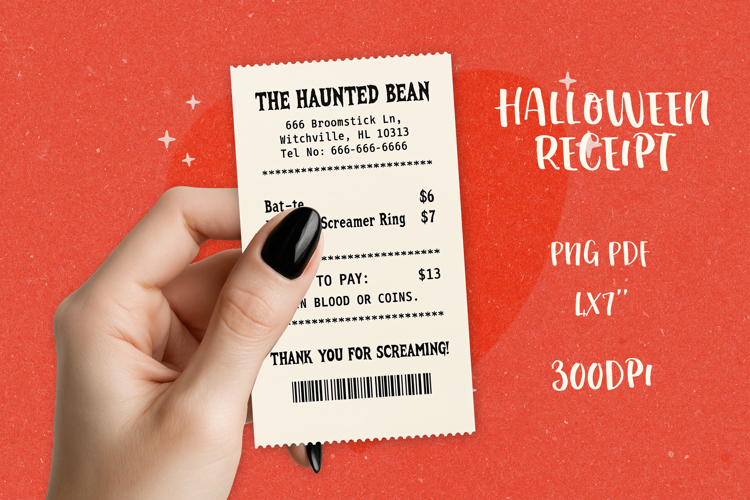 Spooky Halloween Receipt PNG|Funny Printable & Sublimation