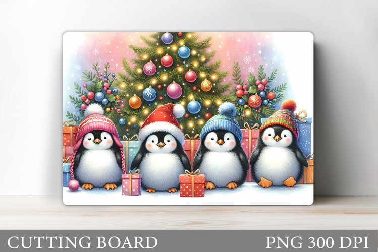 Cute Penguin Cutting Board. Christmas Cutting Board Design example image 1