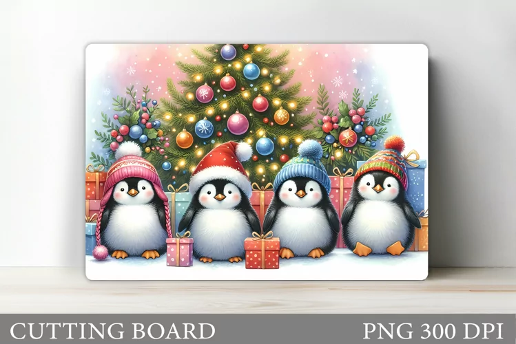 Cute Penguin Cutting Board. Christmas Cutting Board Design