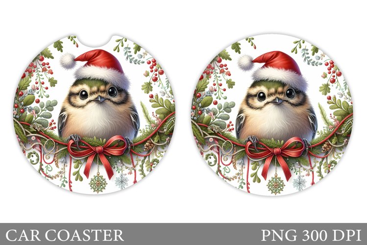 Christmas Bird Car Coaster. Christmas Car Coaster Design example image 1