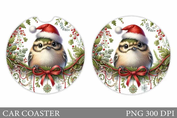 Christmas Bird Car Coaster. Christmas Car Coaster Design