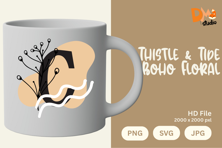 Thistle   Tide Boho Floral Monogram