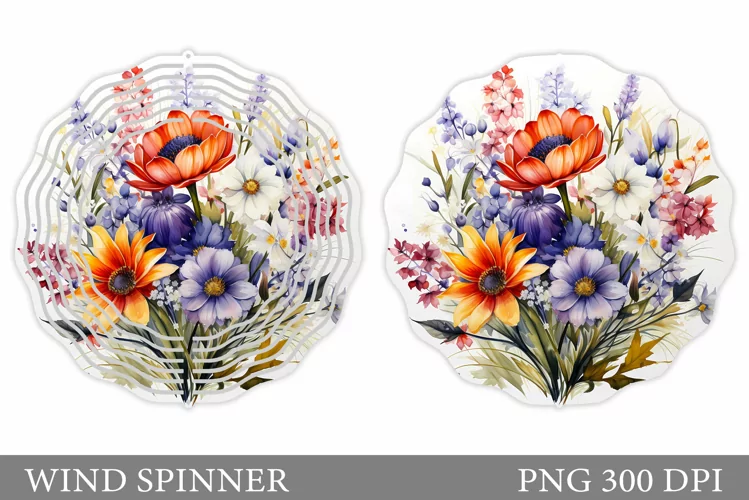 Floral Wind Spinner Sublimation. Flowers Wind Spinner Design