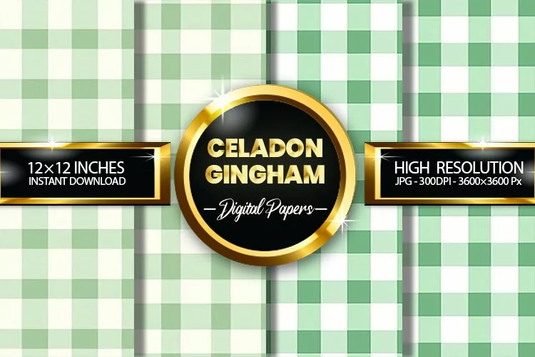 Celadon Gingham Digital Papers - 04 Variations