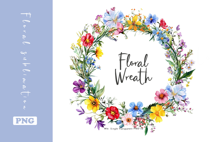 Watercolor Lovely Wildflower Wreath Clipart
