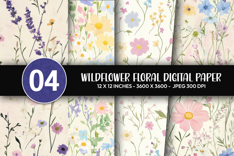 Wildflower Floral Digital Paper
