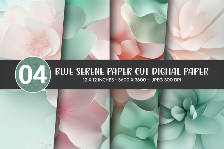 Mint Blush Layered Bloom Digital Paper