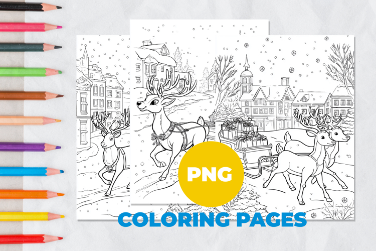 Reindeer with gifts Coloring Pages | Coloring book