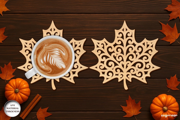 Maple Leaf Coaster Laser Cut | Drink Coaster | SVG