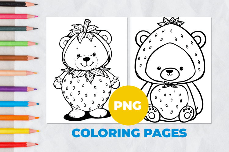 Strawberry Teddy Bear Coloring Page | Coloring book