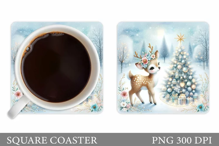 Christmas Deer Coaster Design. Christmas Coaster Sublimation