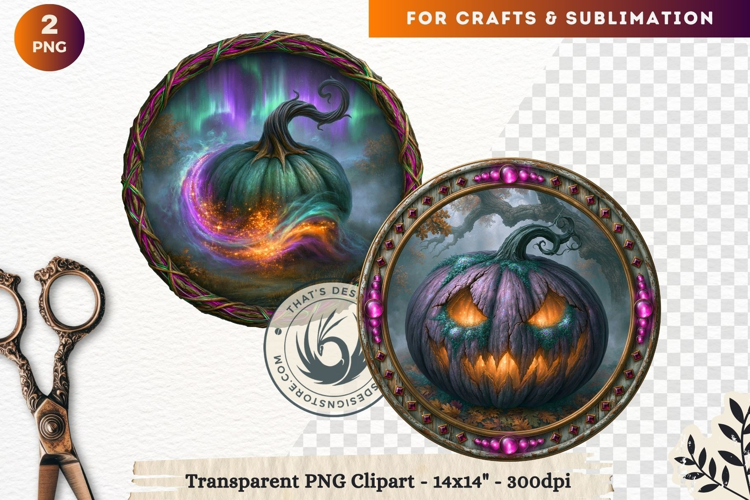 Dark Fantasy Halloween Witches Medallion Clipart sublimation