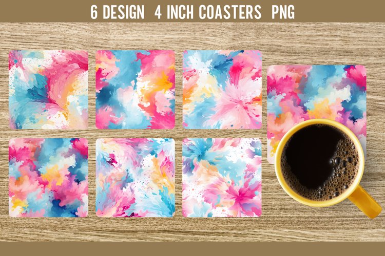 Batik Style Sqaure Coaster Sublimation Designs example image 1