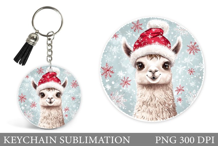Christmas Lama Keychain. Cute Lama Keychain Design example image 1