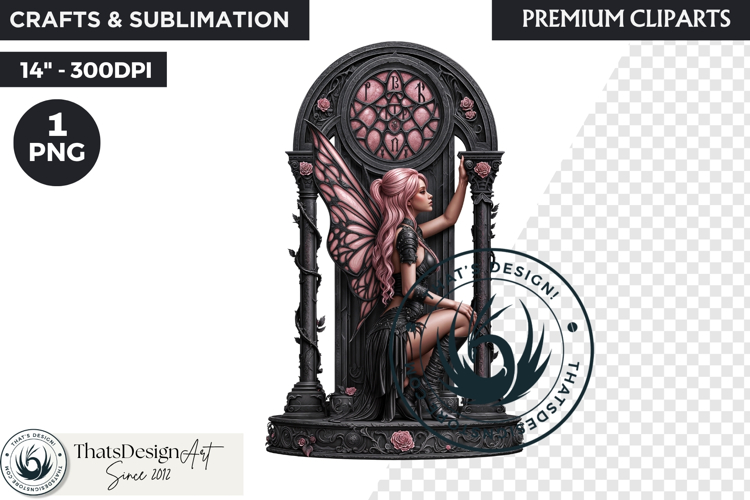 Pastel Goth Fairy Clipart, Black Pink PNG fantasy clipart