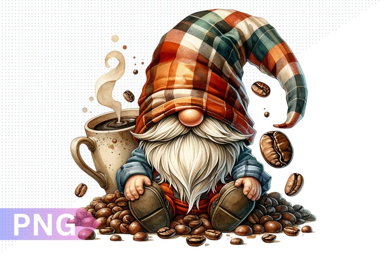 Coffee Gnome Sublimation, Gnome Clipart PNG