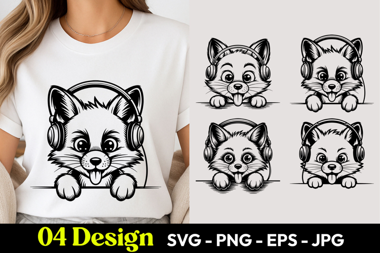 Cute Fox Headphones SVG PNG
