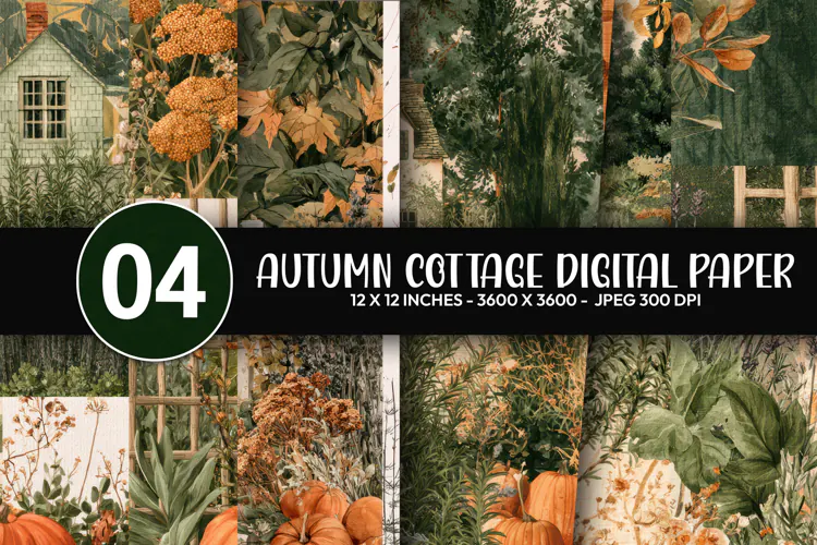 Autumn Cottage Digital Paper