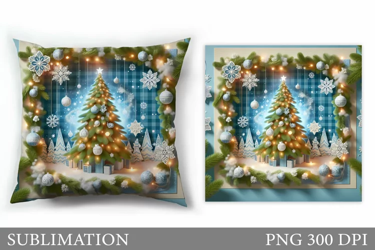 Christmas Tree Pillow Design. Christmas Tree Sublimation