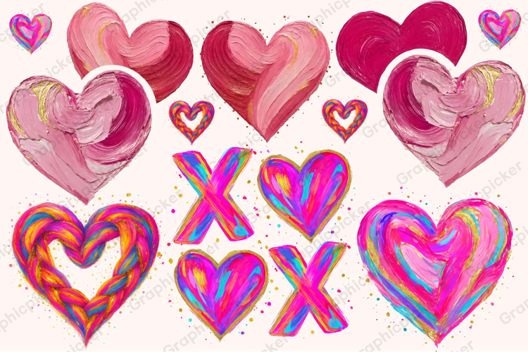 Colorful Brushstroke Valentines PNG, Valentines Day Heart