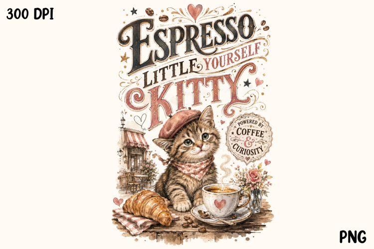 Espresso Little Yourself Kitty Coffee Lover PNG