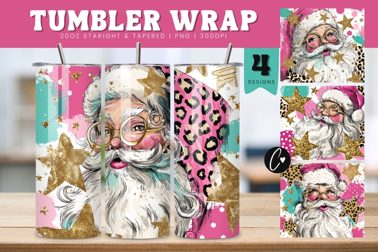 Preppy Santa Claus Tumbler Wraps PNG