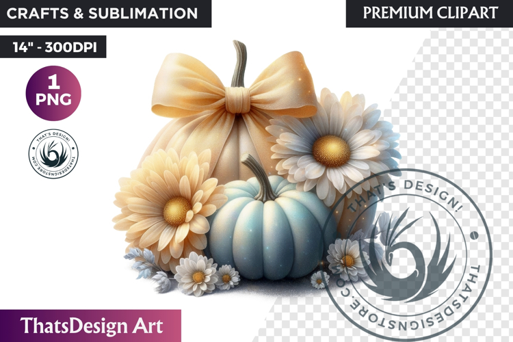 Pastel Floral baby shower wedding coquette pumpkin bow PNG