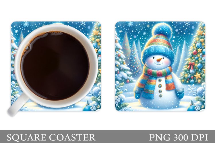 Cute Snowman Coaster Design. Cute Snowman Sublimation